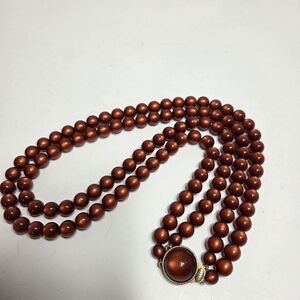 vtg 50s 60s moonstone thermoset lucite bronze irridescent 2 strand cat eye